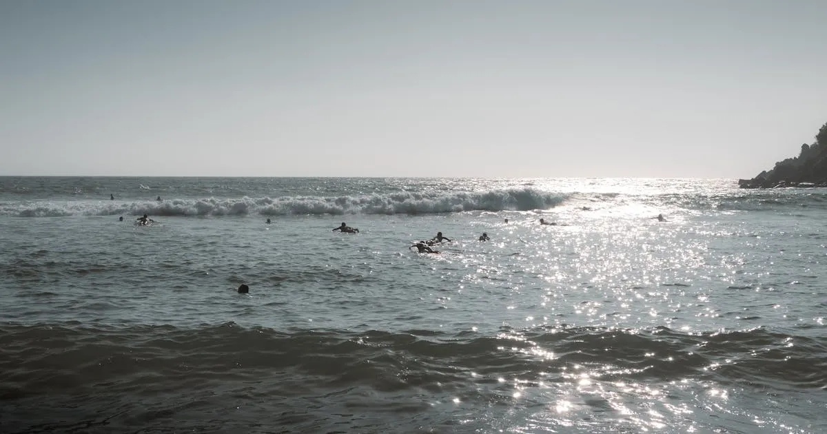 Surfistas en las olas de la costa de Oaxaca