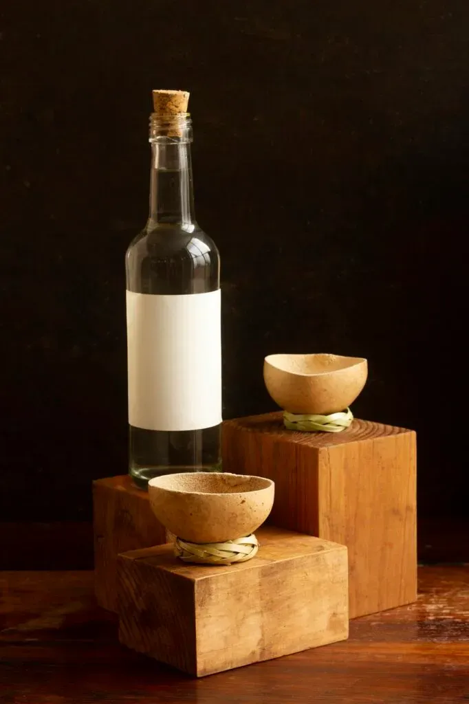 Assortment of artisanal mezcal bottles from Oaxaca